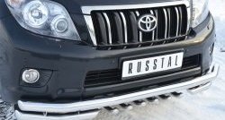 28 449 р. Защита переднего бампера (2 трубы Ø63 мм с зубами, нержавейка) SLITKOFF  Toyota Land Cruiser Prado  J150 (2009-2013) дорестайлинг  с доставкой в г. Майкоп. Увеличить фотографию 2