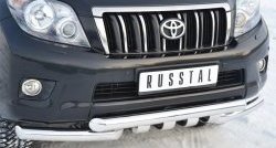 29 899 р. Защита переднего бампера (2 трубы Ø76 мм с зубами, нержавейка) SLITKOFF  Toyota Land Cruiser Prado  J150 (2009-2013) дорестайлинг  с доставкой в г. Майкоп. Увеличить фотографию 2