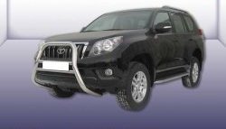 Усиленная высокая защита переднего бампера из трубы диаметром 76 мм Slitkoff Toyota Land Cruiser Prado  J150 (2009-2013) дорестайлинг