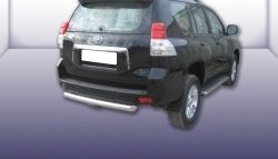 Защита заднего бампера из короткой трубы диаметром 76 мм Slitkoff Toyota Land Cruiser Prado  J150 (2009-2013) дорестайлинг