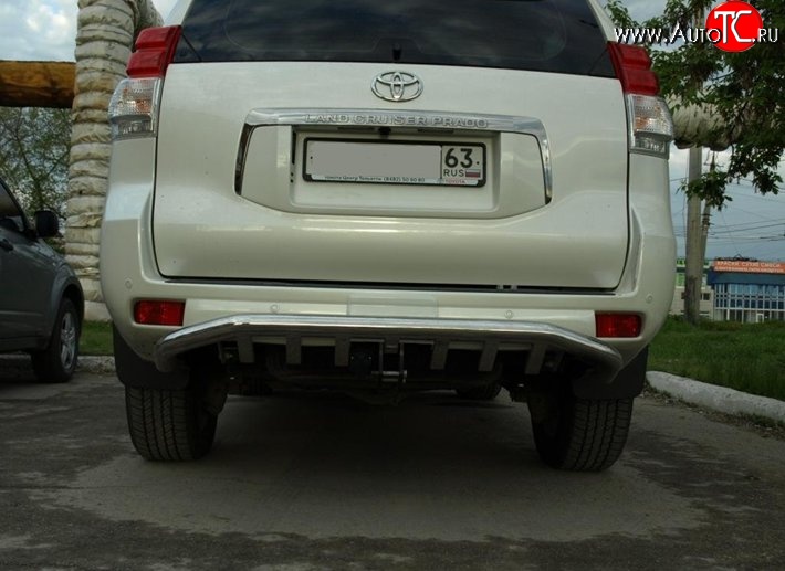 11 499 р. Защита заднего бампера d76 мм с изгибом Металл Дизайн Toyota Land Cruiser Prado J150 дорестайлинг (2009-2013) (полированная нержавейка)  с доставкой в г. Майкоп