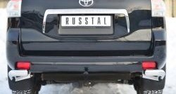 Защита заднего бампера (Ø76 мм уголки, нержавейка) SLITKOFF Toyota Land Cruiser Prado  J150 (2009-2013) дорестайлинг