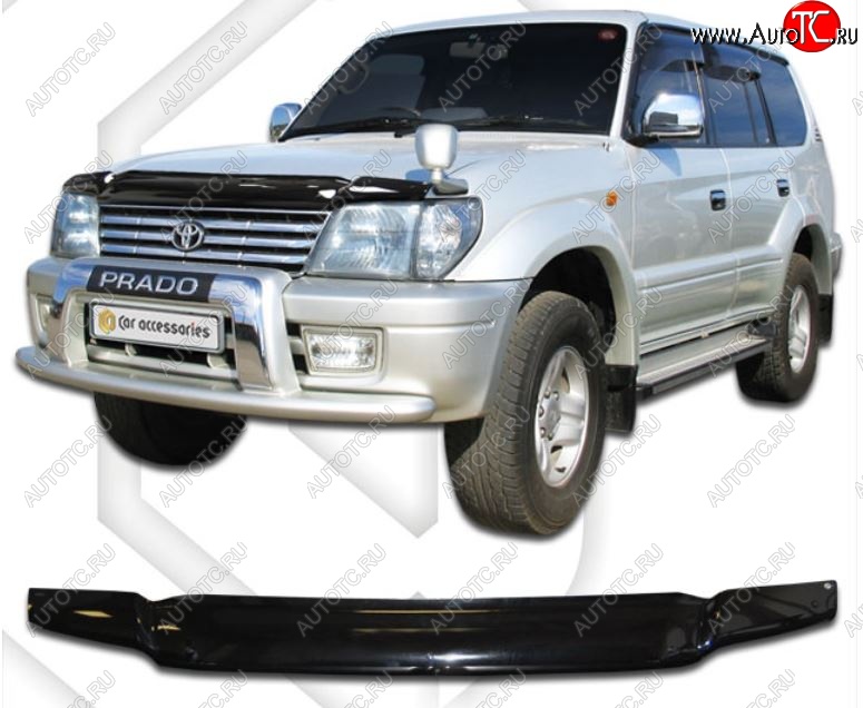 1 999 р. Дефлектор капота (J90W, J95W) CA-Plastic  Toyota Land Cruiser  90 (1996-2000) (Classic черный, Без надписи)  с доставкой в г. Майкоп
