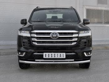 Защита переднего бампера (2 трубы Ø63 и 42 мм , нержавейка, 70TH ANNIVERSARY) SLITKOFF Toyota Land Cruiser  J300 (2021-2025) дорестайлинг