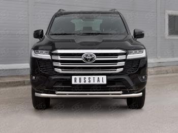 Защита переднего бампера (2 трубы Ø63 и 42 мм, нержавейка) SLITKOFF Toyota Land Cruiser  J300 (2021-2025) дорестайлинг