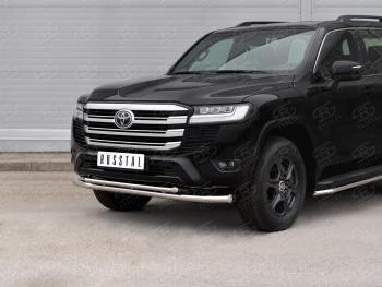 23 499 р. Защита переднего бампера (2 трубы Ø63 и 42 мм, нержавейка) SLITKOFF  Toyota Land Cruiser  J300 (2021-2025) дорестайлинг  с доставкой в г. Майкоп. Увеличить фотографию 2