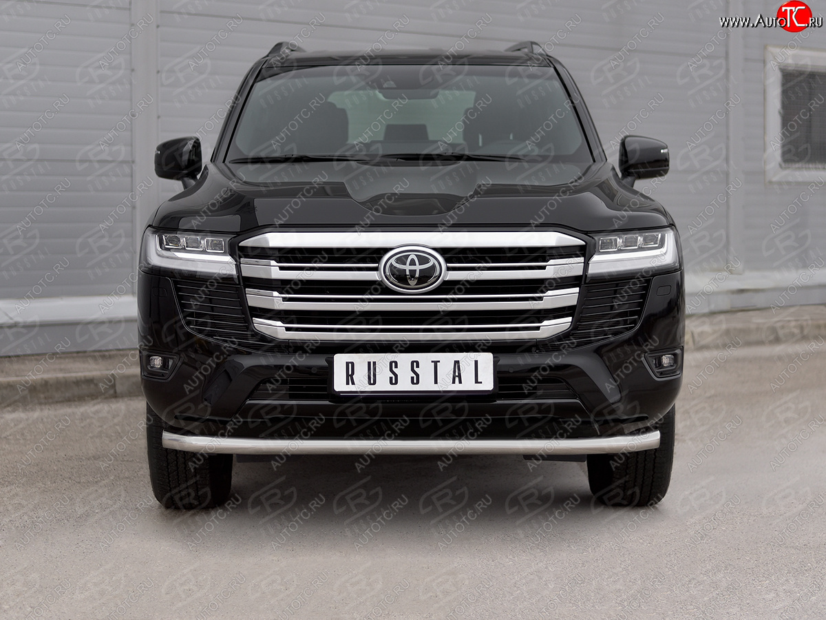 19 599 р. Защита переднего бампера (Ø63 мм, нержавейка) SLITKOFF Toyota Land Cruiser J300 дорестайлинг (2021-2025)  с доставкой в г. Майкоп