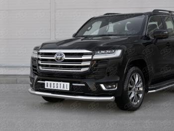 Защита переднего бампера (Ø76 мм нержавейка, 70TH ANNIVERSARY) SLITKOFF Toyota Land Cruiser  J300 (2021-2025) дорестайлинг