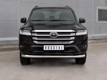 Защита переднего бампера (Ø76 мм, нержавейка) SLITKOFF Toyota Land Cruiser  J300 (2021-2025) дорестайлинг