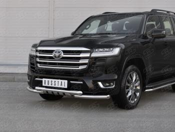 Защита переднего бампера (Ø63 мм с клыками, нержавейка, 70TH ANNIVERSARY) SLITKOFF Toyota Land Cruiser  J300 (2021-2025) дорестайлинг