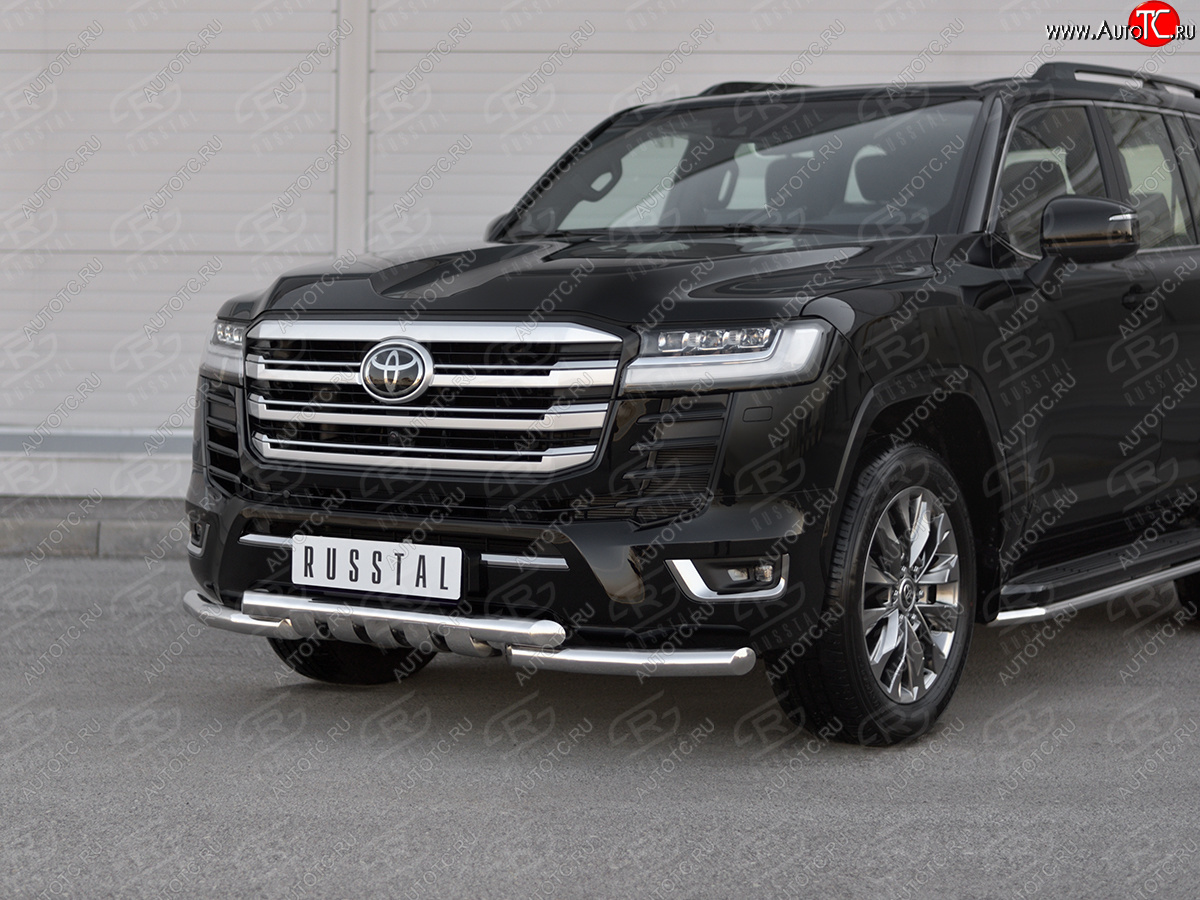 31 549 р. Защита переднего бампера (Ø63 мм с клыками, нержавейка, 70TH ANNIVERSARY) SLITKOFF Toyota Land Cruiser J300 дорестайлинг (2021-2025)  с доставкой в г. Майкоп