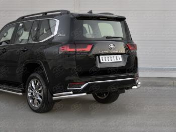 26 449 р. Защита заднего бампера (Ø63 и 42 мм, нержавейка, 70TH ANNIVERSARY) SLITKOFF  Toyota Land Cruiser  J300 (2021-2025) дорестайлинг  с доставкой в г. Майкоп. Увеличить фотографию 2