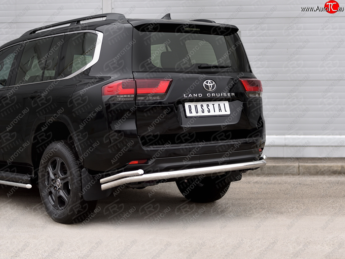22 549 р. Защита заднего бампера (2 трубы Ø63 и 42 мм, нержавейка)  Toyota Land Cruiser  J300 (2021-2025) дорестайлинг  с доставкой в г. Майкоп