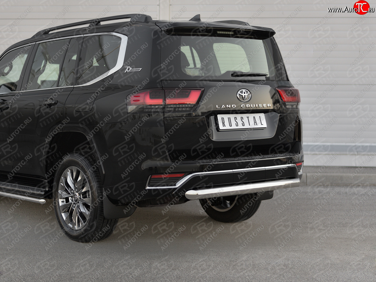 18 699 р. Защита заднего бампера (Ø76 мм, нержавейка, 70TH ANNIVERSARY) SLITKOFF  Toyota Land Cruiser  J300 (2021-2025) дорестайлинг  с доставкой в г. Майкоп