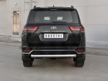 18 699 р. Защита заднего бампера (Ø76 мм, нержавейка, 70TH ANNIVERSARY) SLITKOFF  Toyota Land Cruiser  J300 (2021-2025) дорестайлинг  с доставкой в г. Майкоп. Увеличить фотографию 2