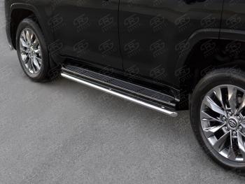 14 999 р. Защита порогов (Ø42 мм, 70TH ANNIVERSARY) SLITKOFF  Toyota Land Cruiser  J300 (2021-2025) дорестайлинг (полированная нержавейка)  с доставкой в г. Майкоп. Увеличить фотографию 2