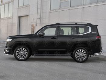 14 999 р. Защита порогов (Ø42 мм, 70TH ANNIVERSARY) SLITKOFF  Toyota Land Cruiser  J300 (2021-2025) дорестайлинг (полированная нержавейка)  с доставкой в г. Майкоп. Увеличить фотографию 3