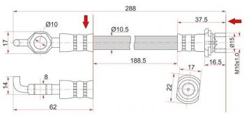 Тормозной шланг 2 WD SAT (левый/правый) Toyota LiteAce  R40,50 - Town Ace  3