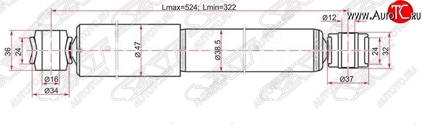 1 569 р. Амортизатор задний SAT (устанавливается на левую или правую сторону) Toyota LiteAce Noah (1996-2001)  с доставкой в г. Майкоп