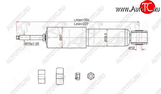 1 599 р. Амортизатор передний SAT Toyota LiteAce Noah (1996-2001)  с доставкой в г. Майкоп