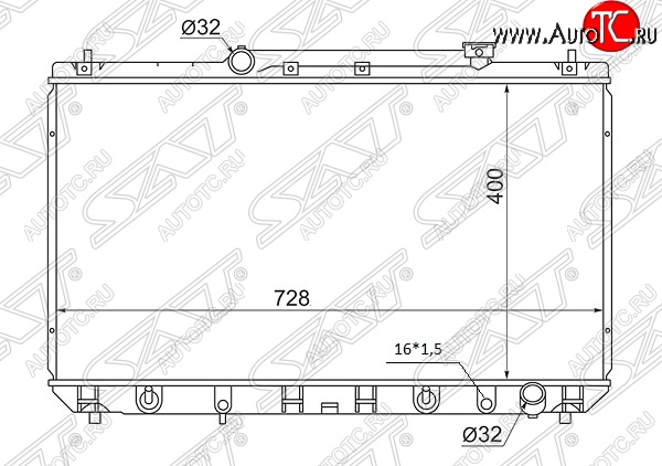 5 699 р. Радиатор двигателя SAT (пластинчатый, 2.2, МКПП/АКПП) Toyota Mark 2 Qualis седан (1997-2002)  с доставкой в г. Майкоп