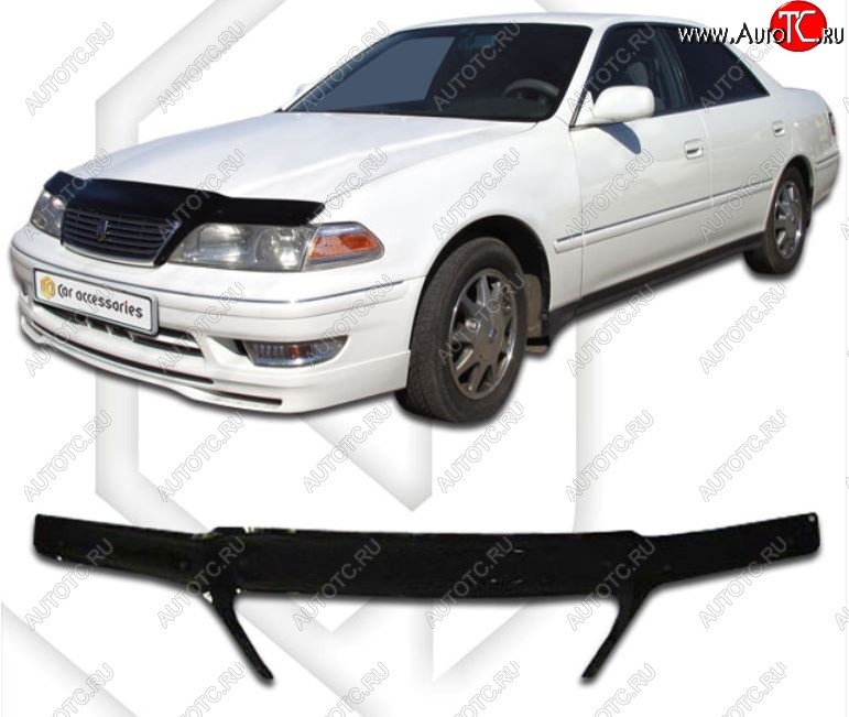 2 399 р. Дефлектор капота CA-Plastiс exclusive Toyota Mark 2 X100 седан (1996-2000) (Classic черный, Без надписи)  с доставкой в г. Майкоп