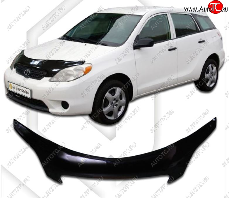 2 599 р. Дефлектор капота CA-Plastiс Toyota Matrix E130 (2003-2008) (Classic черный, Без надписи)  с доставкой в г. Майкоп