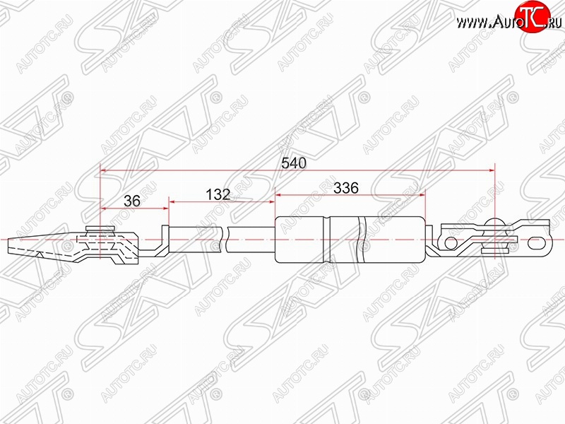 1 199 р. Правый газовый упор крышки багажника SAT Toyota Nadia XN10 дорестайлинг (1998-2001)  с доставкой в г. Майкоп