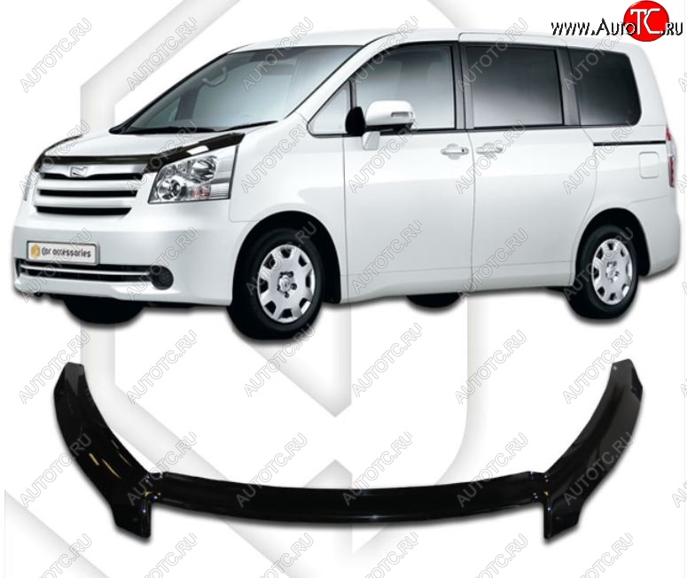 2 599 р. Дефлектор капота CA-Plastiс exclusive  Toyota Noah  2 (2007-2010) дорестайлинг (серия Classic черный, Без надписи)  с доставкой в г. Майкоп