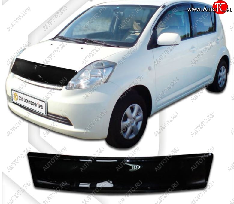 1 999 р. Дефлектор капота CA-Plastiс Toyota Passo 1 (2004-2010) (Classic черный, Без надписи)  с доставкой в г. Майкоп