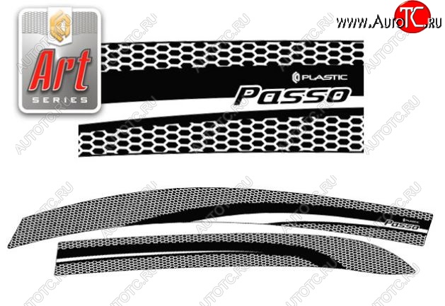 2 199 р. Дефлектора окон CA-Plastiс  Toyota Passo  2 (2010-2016) (Серия Art графит)  с доставкой в г. Майкоп