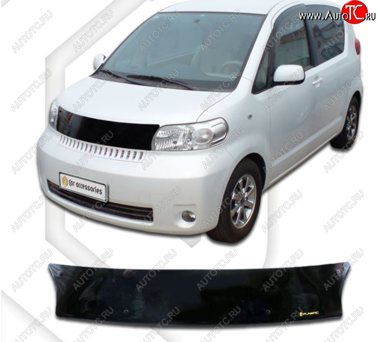 1 899 р. Дефлектор капота CA-Plastiс  Toyota Porte  1 (2004-2012) (Classic черный, Без надписи)  с доставкой в г. Майкоп