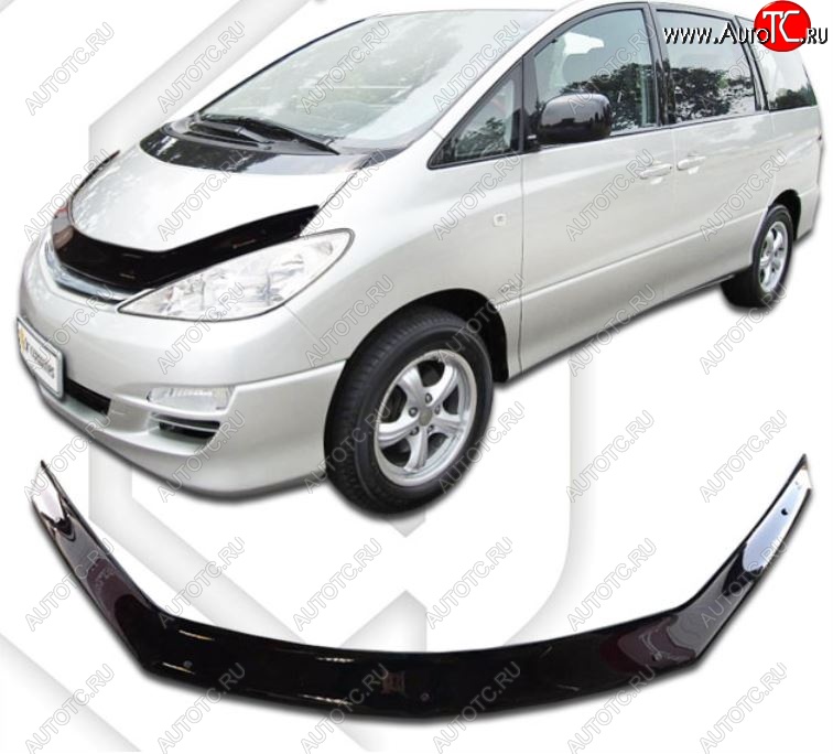 1 999 р. Дефлектор капота CA-Plastiс Toyota Previa 2 (2000-2006) (Classic черный, Без надписи)  с доставкой в г. Майкоп