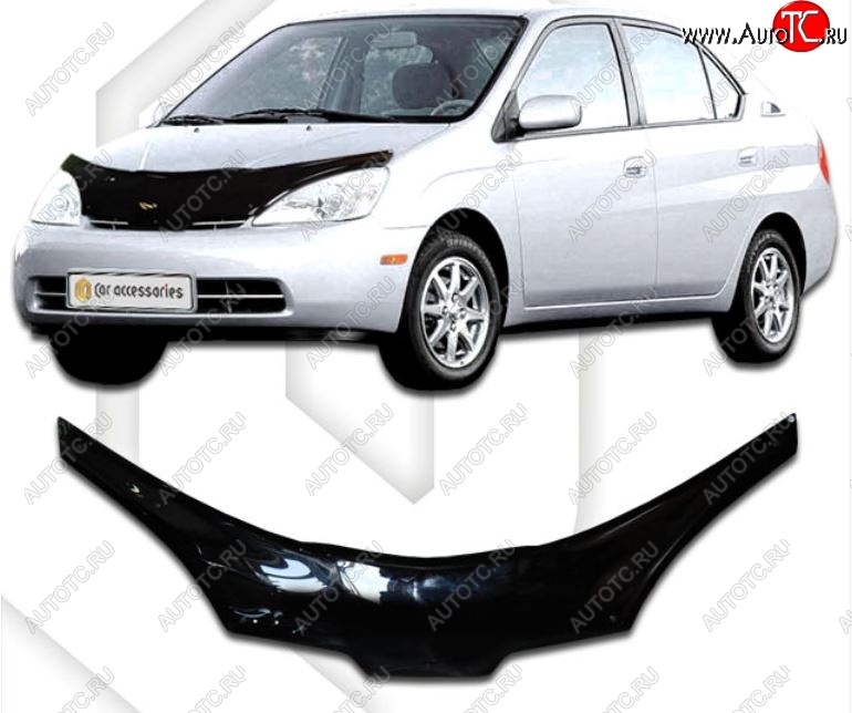 2 599 р. Дефлектор капота CA-Plastiс exclusive  Toyota Prius  XW10 (1997-2000) дорестайлинг (Classic черный, Без надписи)  с доставкой в г. Майкоп