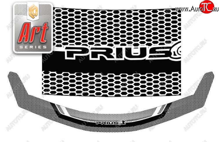 2 199 р. Дефлектор капота CA-Plastiс  Toyota Prius  Alfa лифтбек (2011-2015) рестайлинг (Серия Art белая)  с доставкой в г. Майкоп