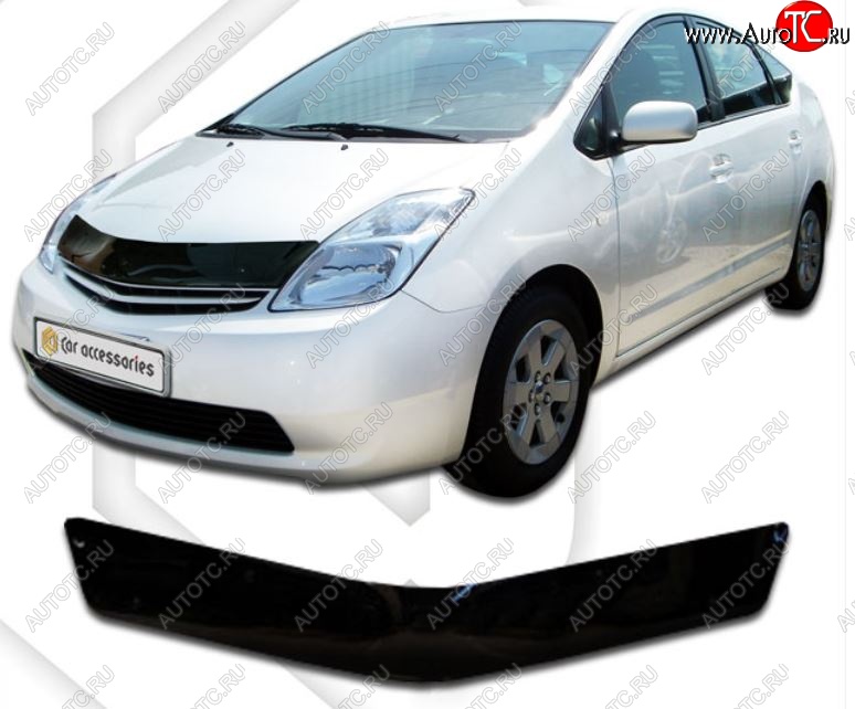 1 899 р. Дефлектор капота (правый руль) CA-Plastiс Toyota Prius XW20 дорестайлинг (2003-2005) (серия Classic черный, Без надписи)  с доставкой в г. Майкоп