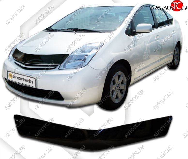 1 899 р. Дефлектор капота (левый руль) CA-Plastiс Toyota Prius XW20 дорестайлинг (2003-2005) (серия Classic черный, Без надписи)  с доставкой в г. Майкоп