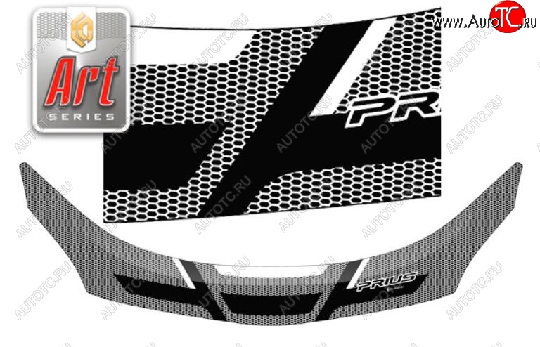 2 599 р. Дефлектор капота CA-Plastiс exclusive  Toyota Prius  XW30 (2009-2011) дорестайлинг (Серия Art серебро)  с доставкой в г. Майкоп