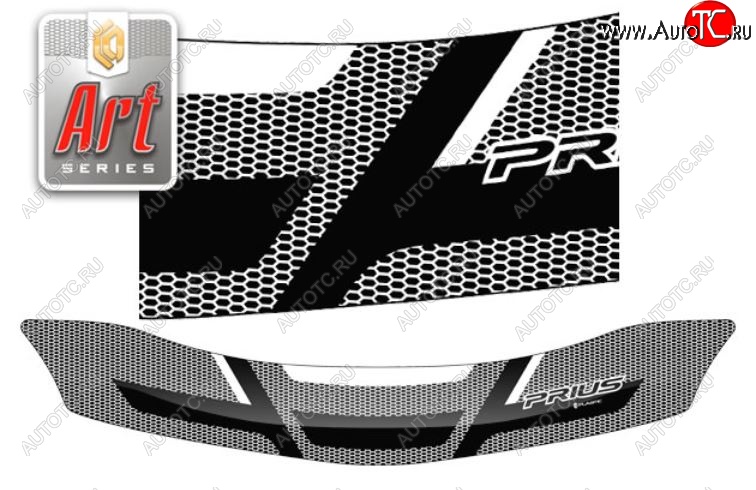 2 199 р. Дефлектор капота CA-Plastiс  Toyota Prius  XW30 (2009-2011) дорестайлинг (Серия Art черная)  с доставкой в г. Майкоп