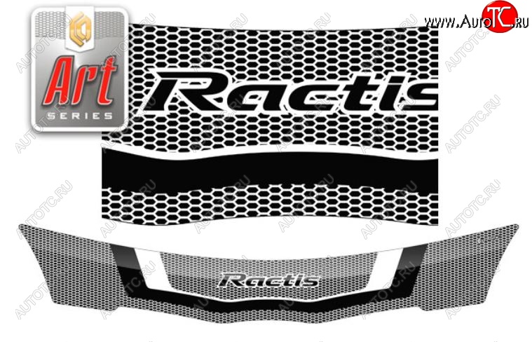 2 159 р. Дефлектор капота (рынок Японии) CA-Plastiс  Toyota Ractis (2005-2010) (Серия Art черная)  с доставкой в г. Майкоп