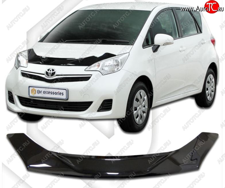 2 079 р. Дефлектор капота CA-Plastiс Toyota Ractis (2010-2016) (Classic черный, Без надписи)  с доставкой в г. Майкоп