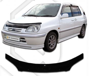 2 159 р. Дефлектор капота CA-Plastiс Toyota Raum (1997-2003) (серия Classic черный, Без надписи)  с доставкой в г. Майкоп. Увеличить фотографию 2