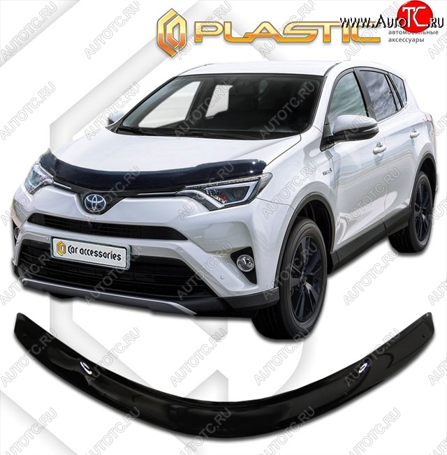 1 999 р. Дефлектор капота CA-Plastic  Toyota RAV4  XA40 (2015-2019) 5 дв. рестайлинг (Classic черный, Без надписи)  с доставкой в г. Майкоп