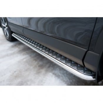 22 949 р. Пороги труба d42 с листом (Лист алюм,проф.сталь)(v2) SLITKOFF  Toyota RAV4  XA40 (2015-2019) 5 дв. рестайлинг  с доставкой в г. Майкоп. Увеличить фотографию 2
