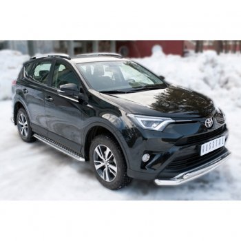22 949 р. Пороги труба d42 с листом (Лист алюм,проф.сталь)(v2) SLITKOFF  Toyota RAV4  XA40 (2015-2019) 5 дв. рестайлинг  с доставкой в г. Майкоп. Увеличить фотографию 4