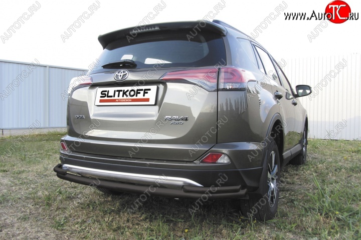 9 599 р. Защита задняя Slitkoff  Toyota RAV4  XA40 (2015-2019) 5 дв. рестайлинг (Цвет: серебристый)  с доставкой в г. Майкоп