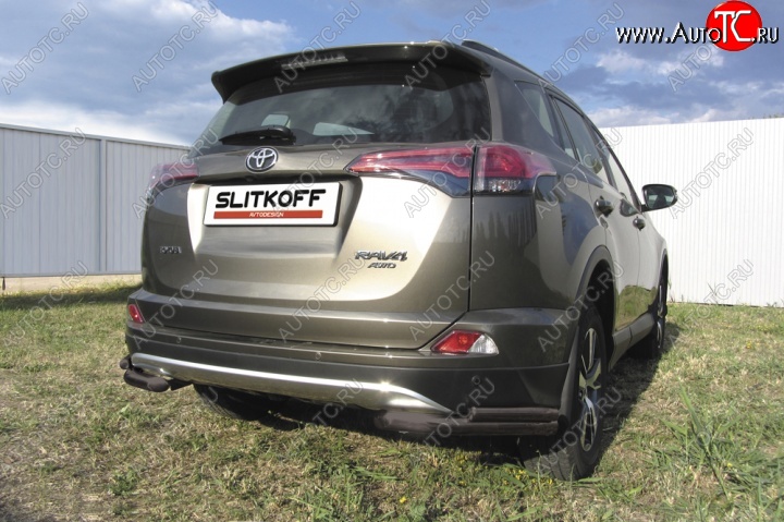 6 849 р. Уголки d57+d42 двойные  Toyota RAV4  XA40 (2015-2019) 5 дв. рестайлинг (Цвет: серебристый)  с доставкой в г. Майкоп