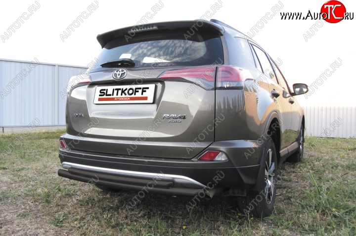 7 749 р. Защита задняя Slitkoff  Toyota RAV4  XA40 (2015-2019) 5 дв. рестайлинг (Цвет: серебристый)  с доставкой в г. Майкоп