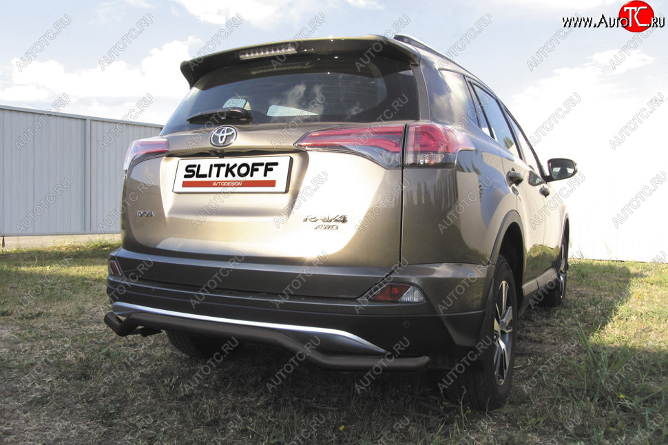 7 749 р. Защита заднего бампера Slitkoff (Ø57 мм, волна)  Toyota RAV4  XA40 (2015-2019) 5 дв. рестайлинг (Сталь с полимерным покрытием в цвет: черный)  с доставкой в г. Майкоп