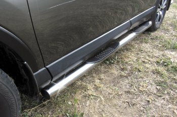 Защита порогов Slitkoff (Ø76 мм, с проступями) Toyota RAV4  XA40 (2015-2019) 5 дв. рестайлинг